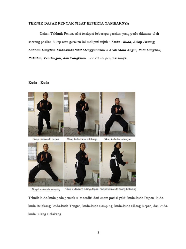 Teknik Dasar Pencak Silat Beserta Gambarnya | PDF