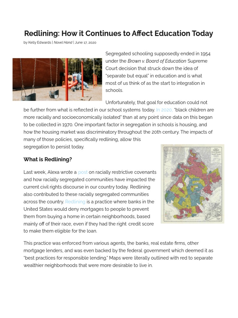 Redlining's Lasting Impact on Education | PDF | Racial Segregation In ...