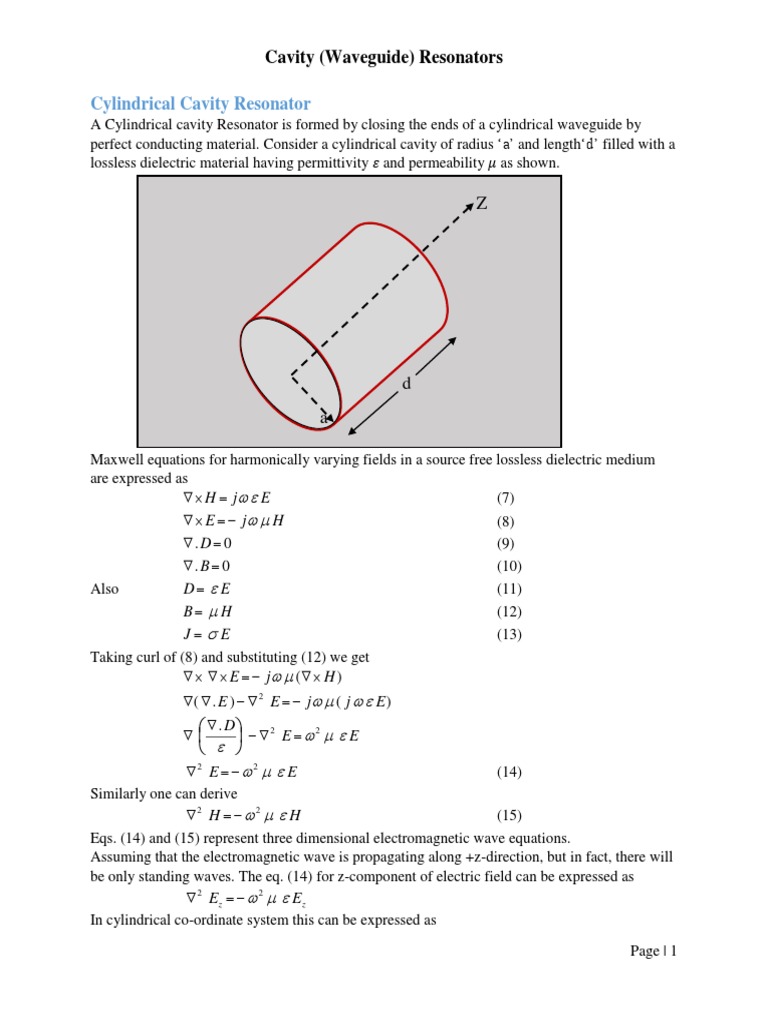 Cavity Resonators Lecture2 PDF Waveguide Waves