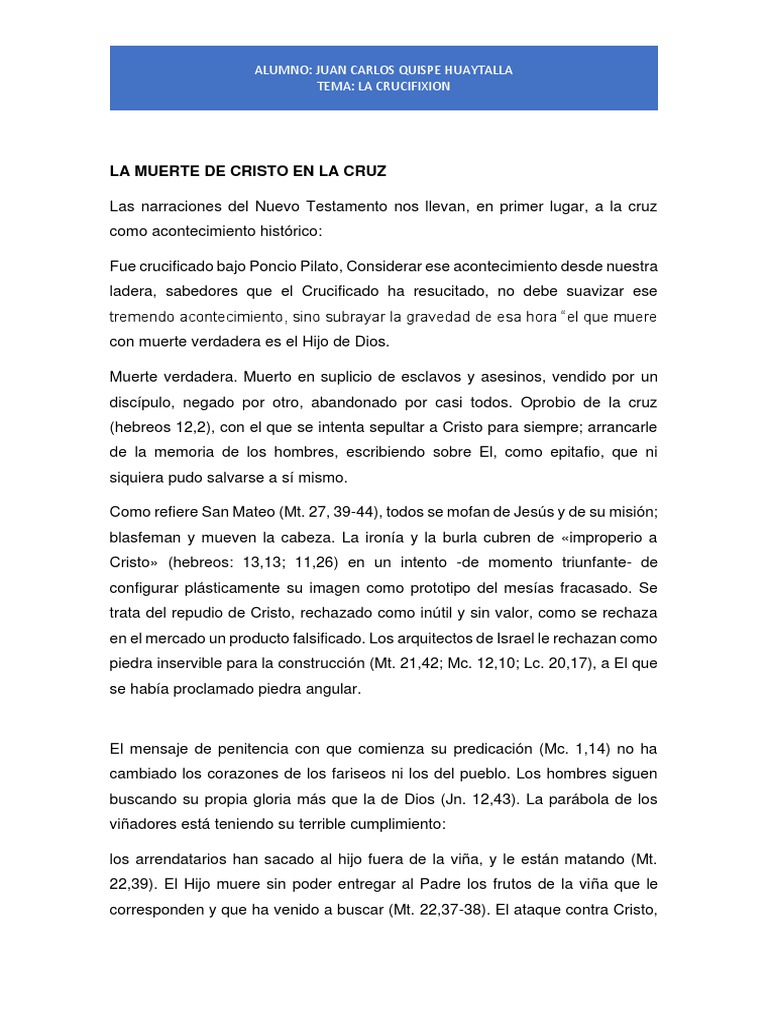 La Crucifixión: Significado y Voluntariedad | PDF | Crucifixion de ...
