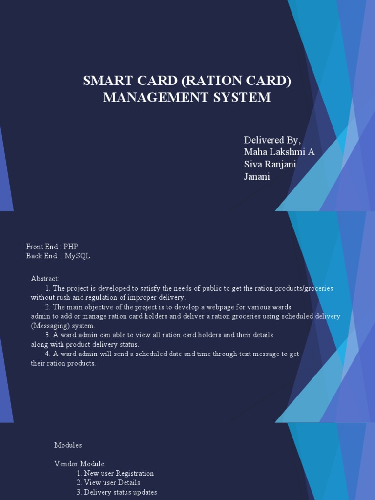 Smart Card Ration Management System | PDF | Finance & Money Management