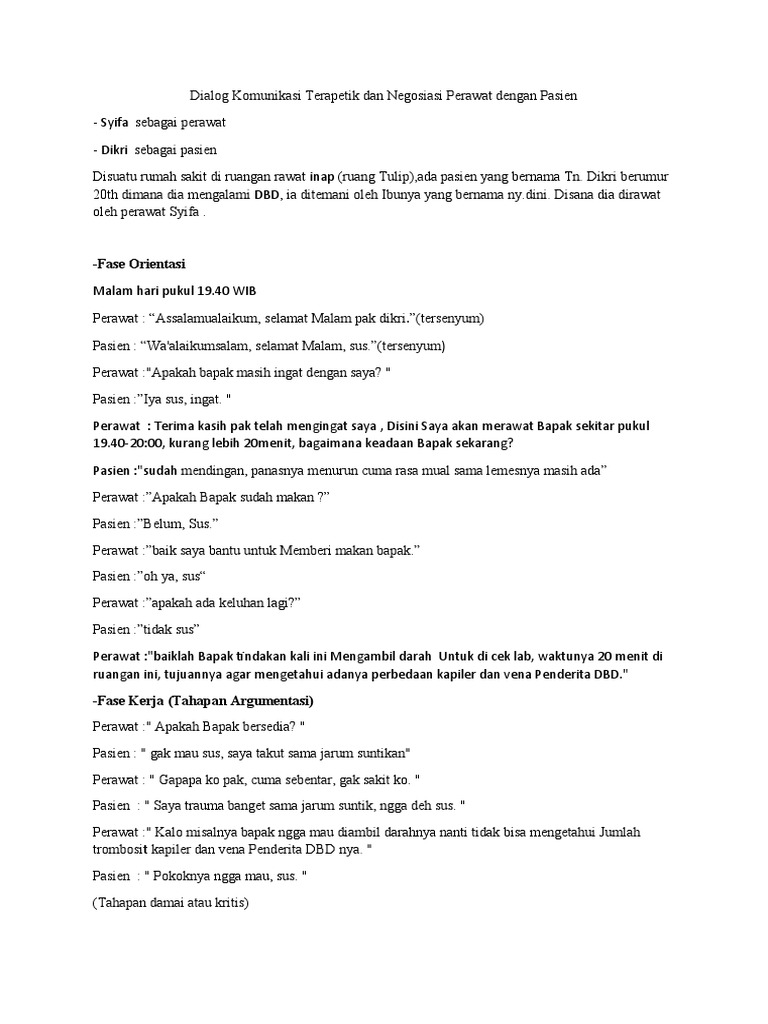Dialog Argumentasi Perawat dan Pasien | PDF | Kesehatan Holistik