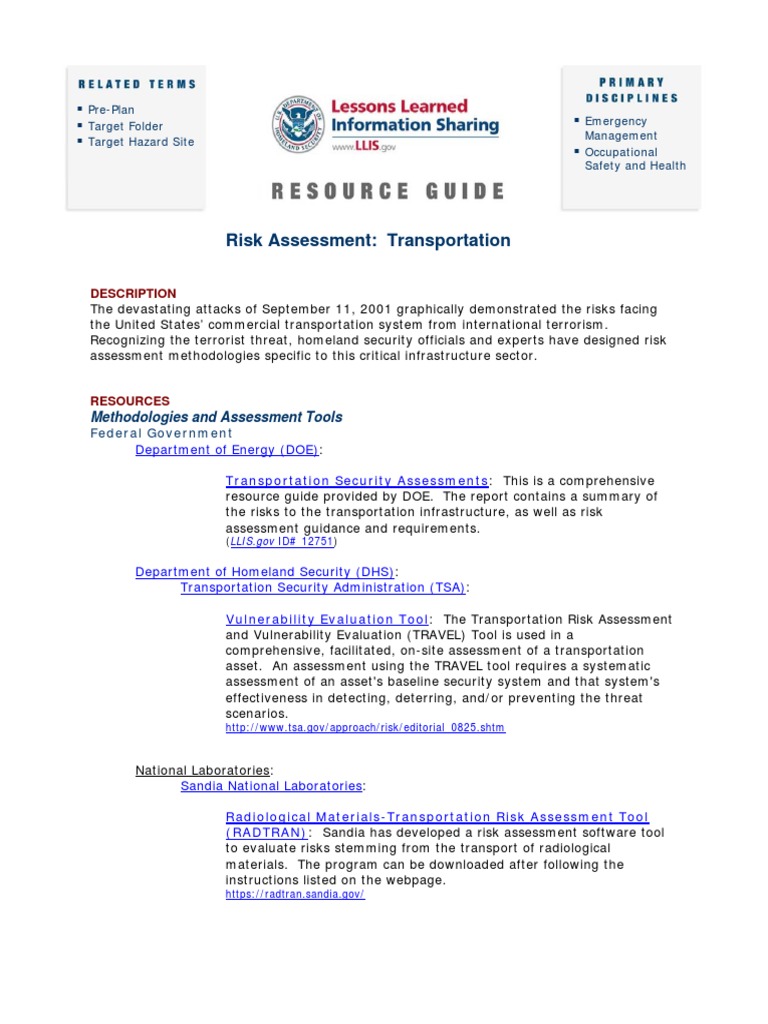 Risk Assessment: Transportation: Description | Download Free PDF | Risk ...