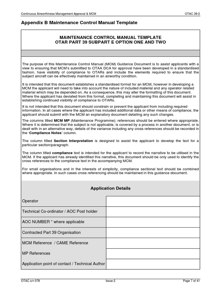 Maintenance Control Manual Template | PDF | Federal Aviation ...
