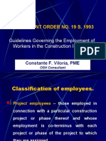 Department Order No. 19 S. 1993: Guidelines Governing The Employment of Workers in The Construction Industry