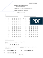 AM 2002-Numerical Analysis MCQ Answer Sheet