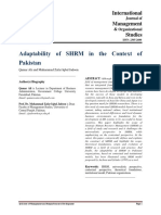 Adaptability of SHRM in The Context of Pakistan