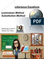 Solving Simultaneous Equations: Elimination Method Substitution Method