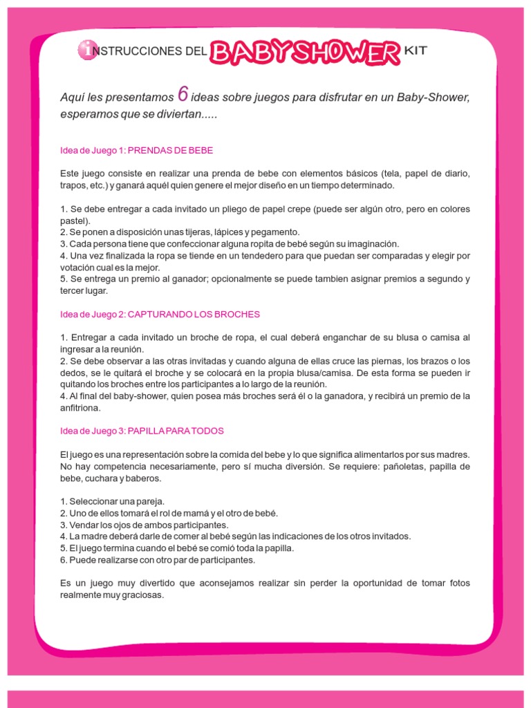 Juegos Baby Shower | PDF | Ropa | Ocio