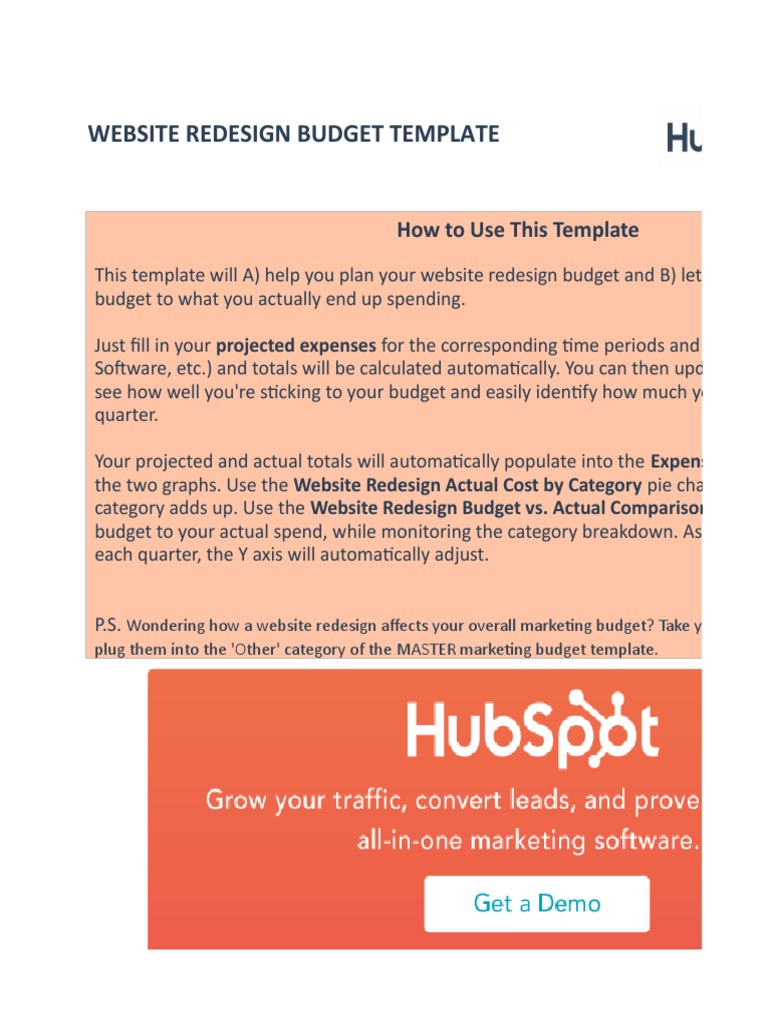 Website Redesign Budget Planner Template | PDF | Websites | Budget