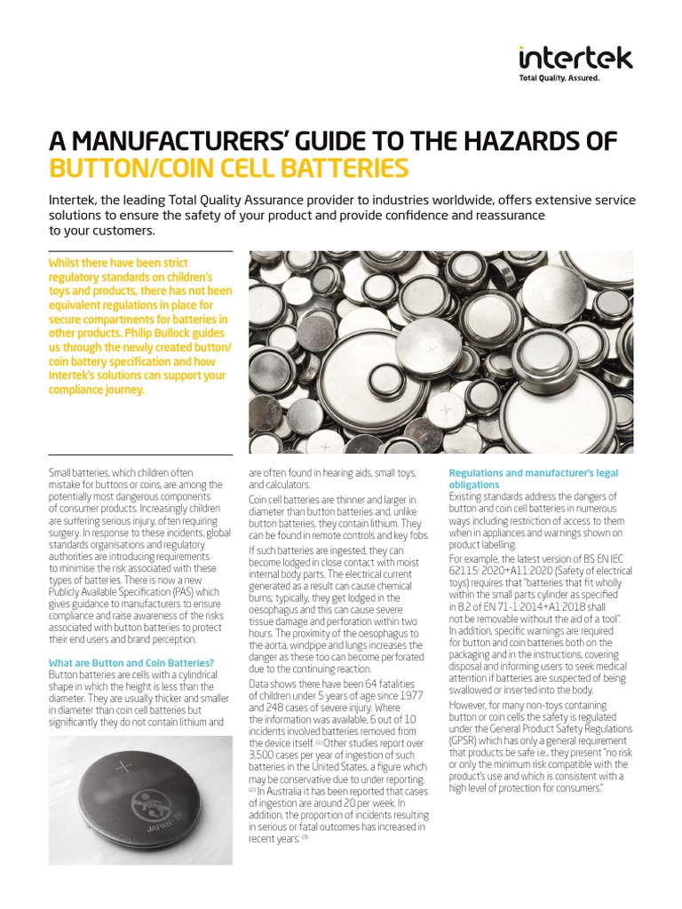 Intertek Button Battery 2020 Update Pdf Science Business