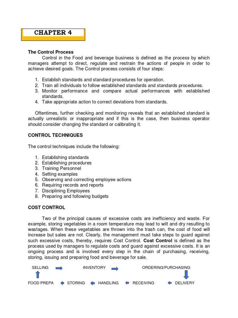 Food and Beverage Control Process | PDF | Inventory | Menu