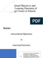 Instructional Objectives and Specific Learning Outcomes of Language Course in Schools