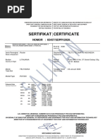 Sertifikat Certificate: NOMOR: 65437/SDPPI/2020