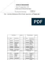 School of Management: Note:-Last Date of Submission of Title To Faculty Supervisor by 15