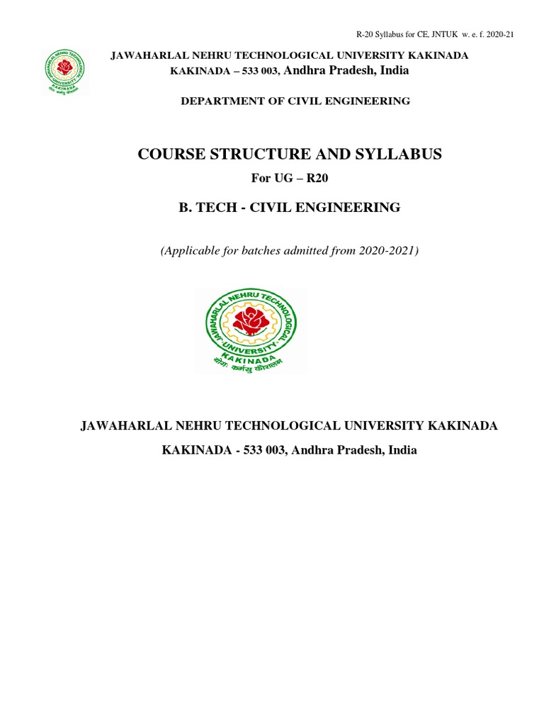 JNTUK R20 Civil Engineering Syllabus | PDF | Optics | Minerals