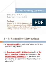 Chapter 5: Discrete Probability Distributions: Farouq Alam, Ph.D. Department of Statistics, KAU