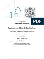 This Study Resource Was: Application of OR in Indian Railways