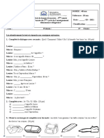 2º teste- 5ºano -francês-2ºtrimestre