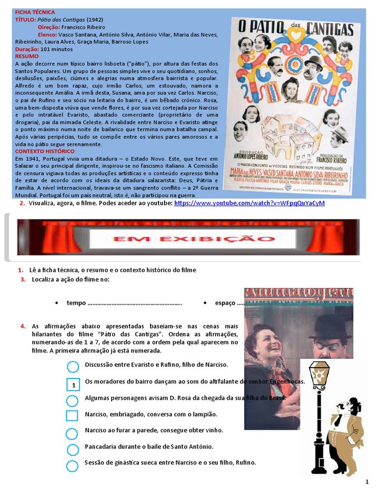 Guião de Visionamento Do Filme O Pátio Das Cantigas PDF