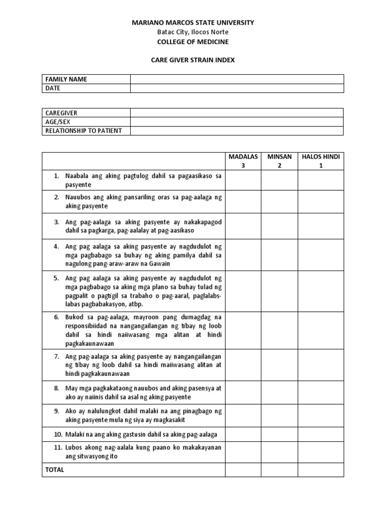 Caregiver Strain Index | PDF
