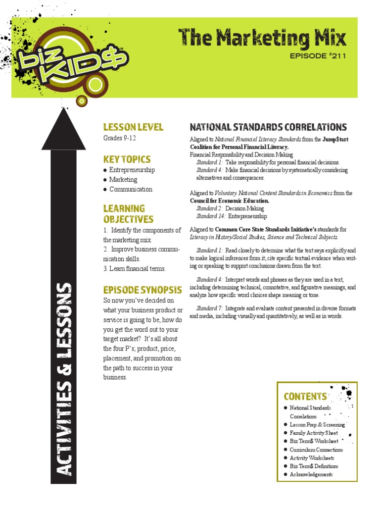 Marketing Mix for Biz Kid$ Episode 211 | PDF | Product (Business ...