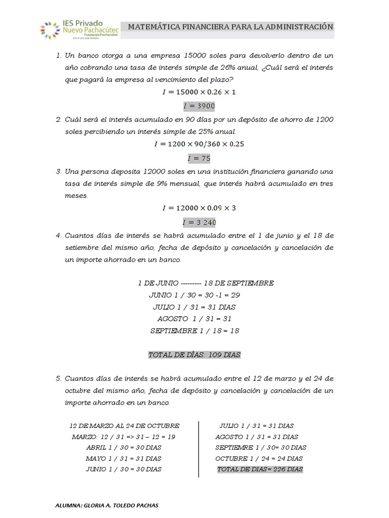 Matemática Financiera Tarea 3 | PDF | Finanzas Matemáticas | Bancos