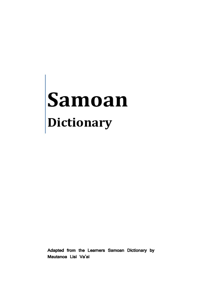 Tusi'Upu Samoa Samoan Dictionary (PDFDrive) PDF Grammar Syntax