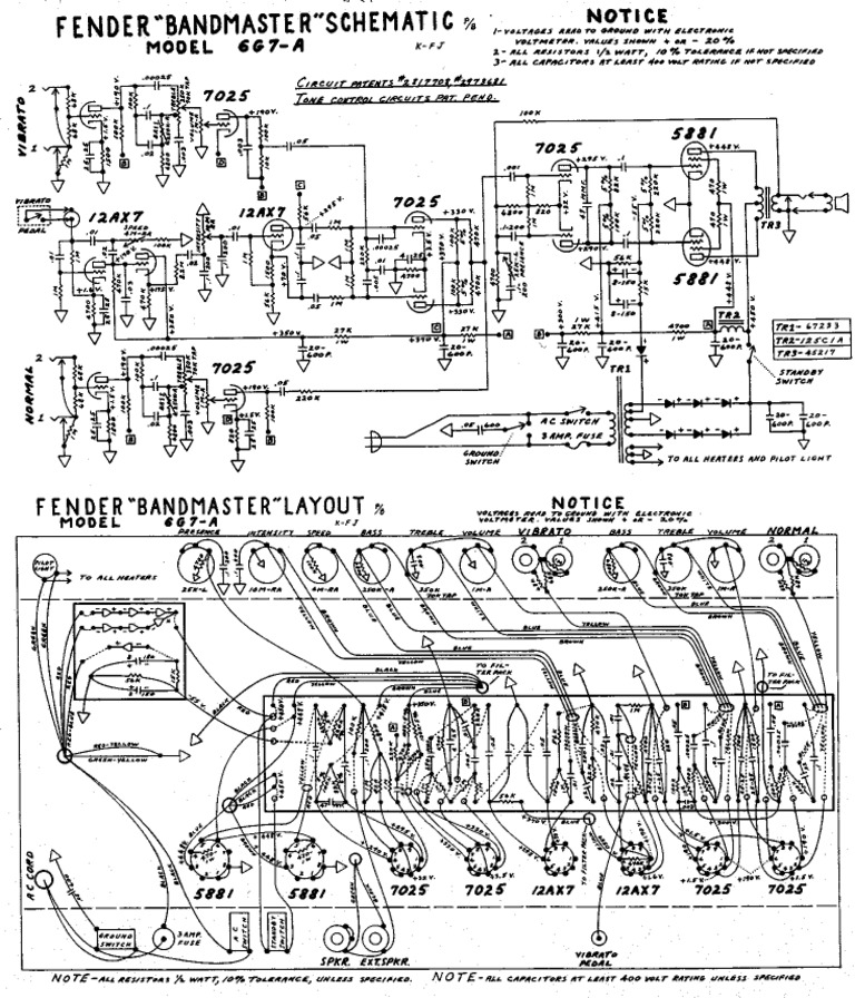 Fender Bandmaster 6G7A Schematic PDF