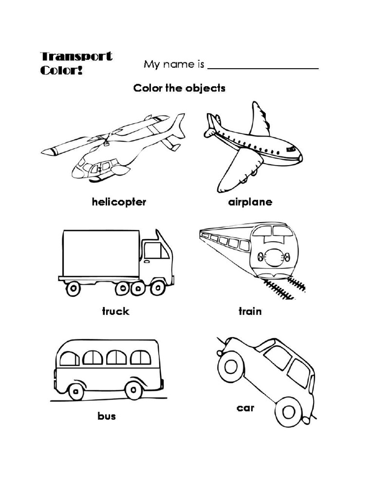 Transport Worksheet For Kids | PDF