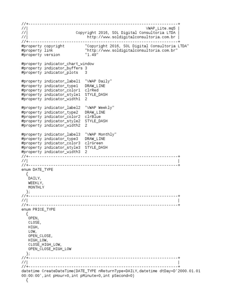 Vwap Lite Indicator PDF C++ Software Engineering