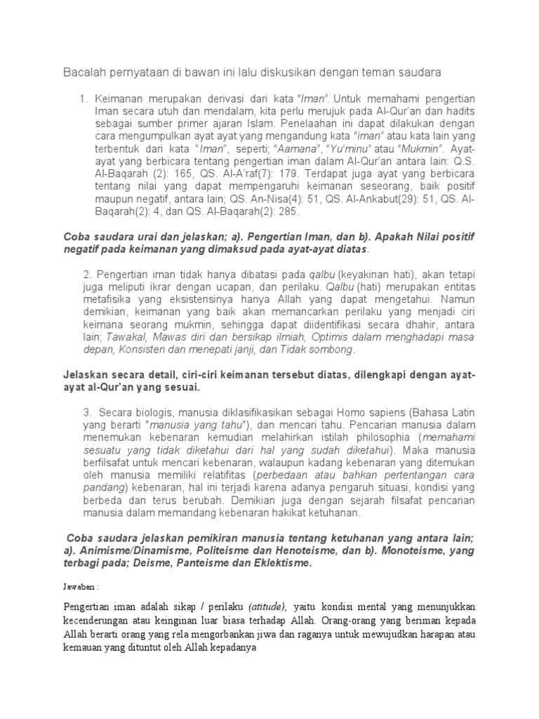 Memahami Iman dalam Islam dan Filsafat | PDF | Agama & Spiritualitas
