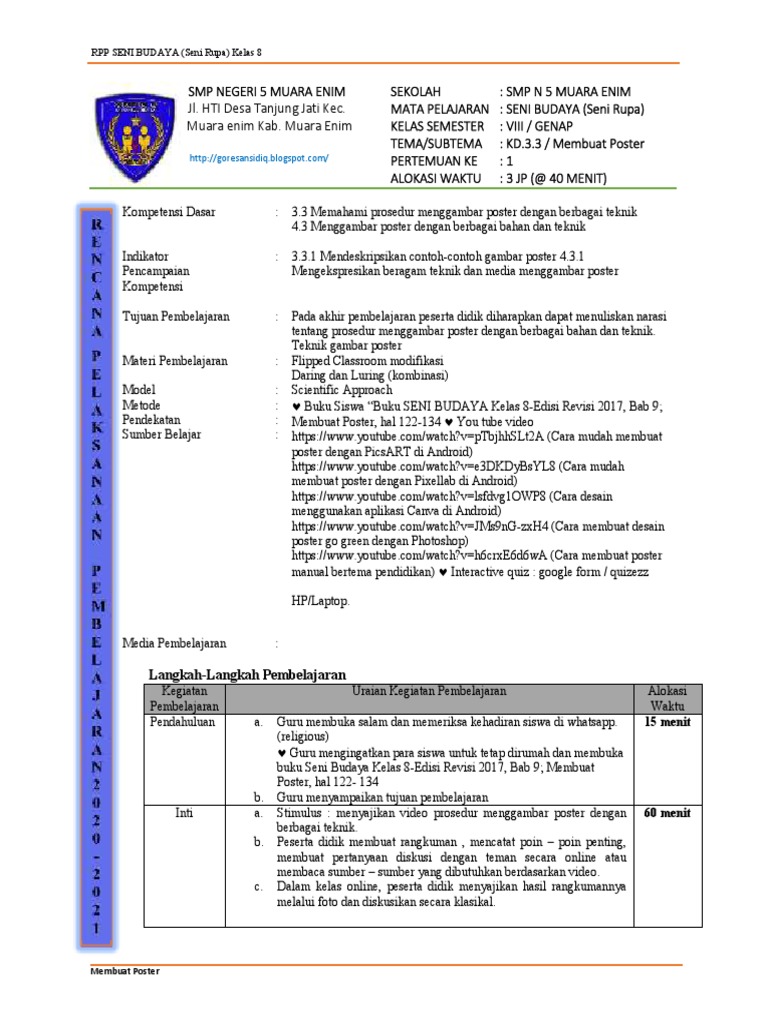 RPP Membuat Poster Kelas 8 | PDF