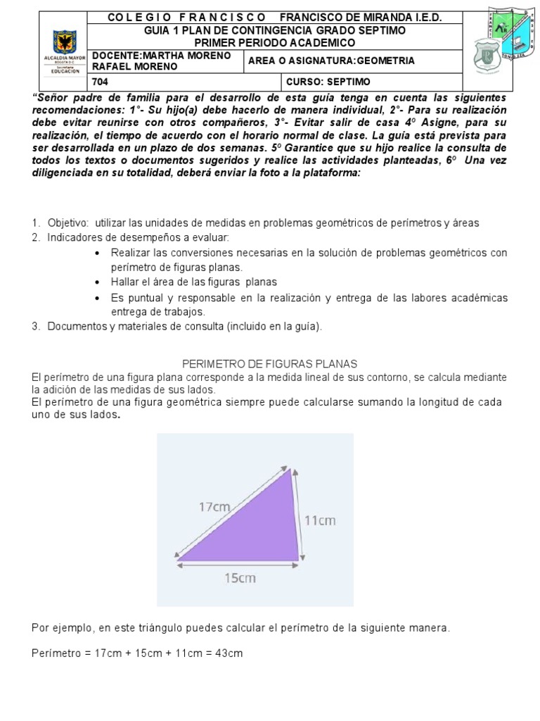 Geometria Guia #1 Grado Septimo | PDF | Triángulo | Geometría euclidiana