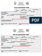 Health Assessment Form: para Sa Luluwas para Magpa-Check Up
