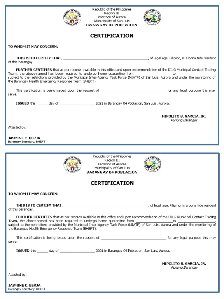 Home Quarantine Certificate PDF Biological Globalization Health