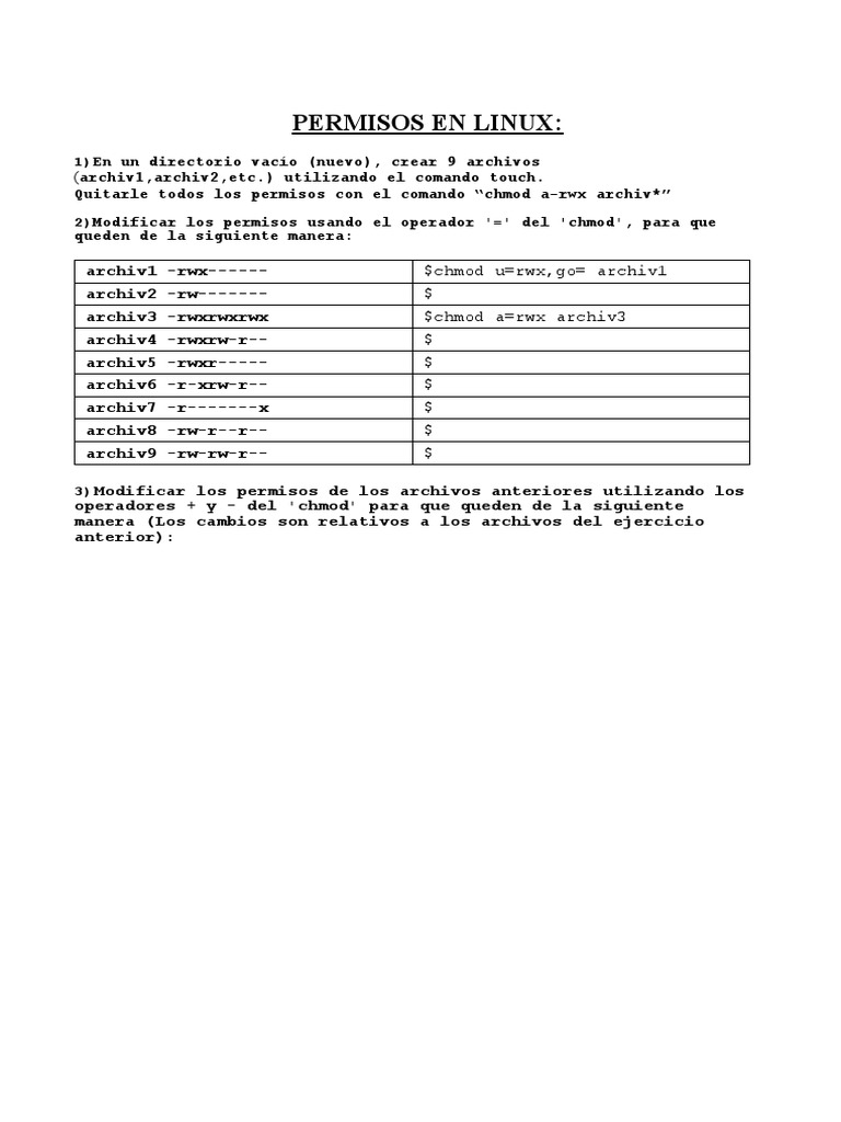 Administrando permisos de archivos y directorios en Linux | PDF ...