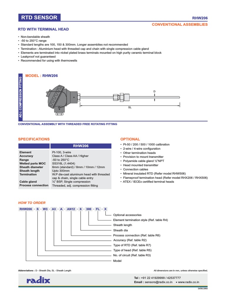 RTD Sensor Guide for Temperature Measurement | PDF | Electrical ...