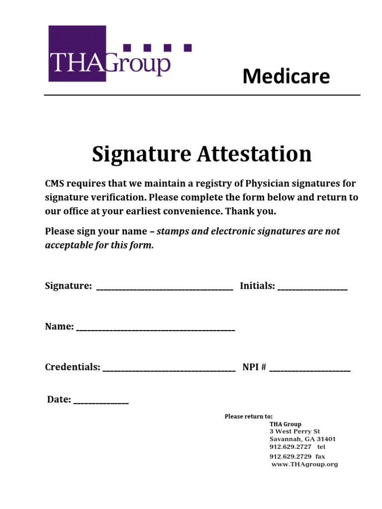 Medicare Signature Attestation Form | PDF | Health Economics | Health Care