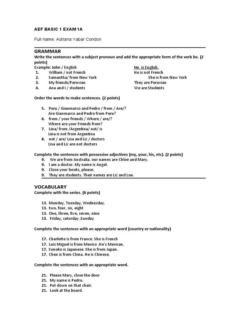 Basic 1 English Midterm Exam 2025 | PDF | Linguistics | Syntax