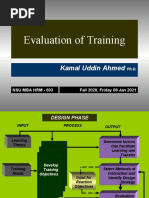 Evaluation of Training: Kamal Uddin Ahmed