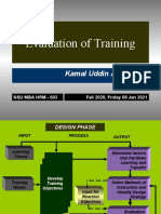 Evaluation of Training: Kamal Uddin Ahmed