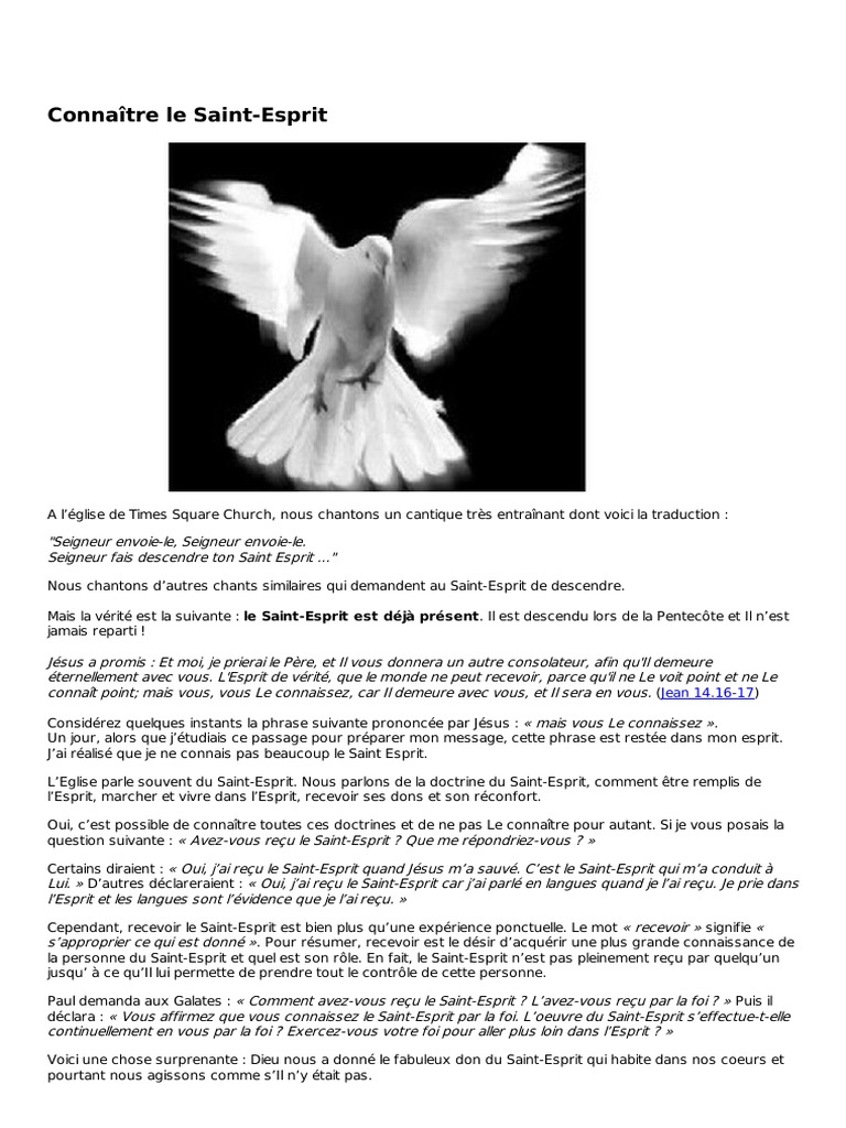 Connaitre Le Saint Esprit | PDF | Saint-Esprit | Jésus