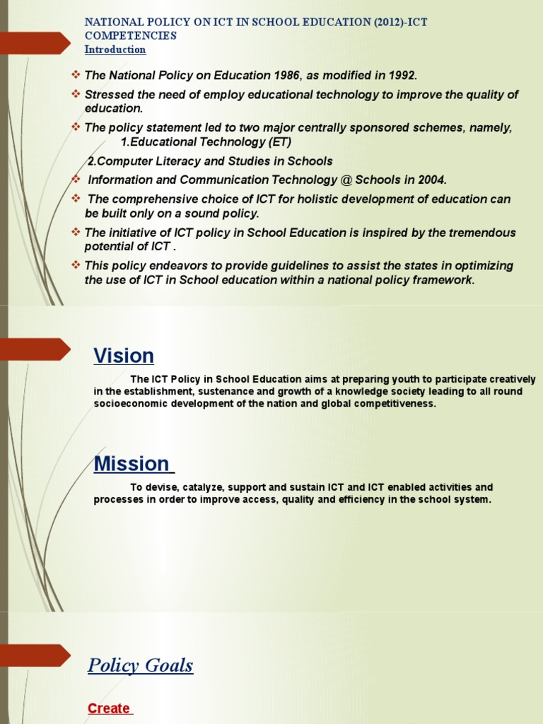 National ICT Policy for School Education | PDF | Educational Technology ...