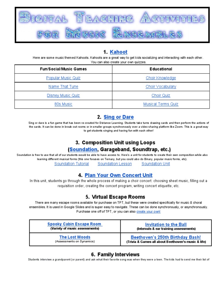 Digital Teaching Activities For Music Ensembles | PDF | You Tube | Choir