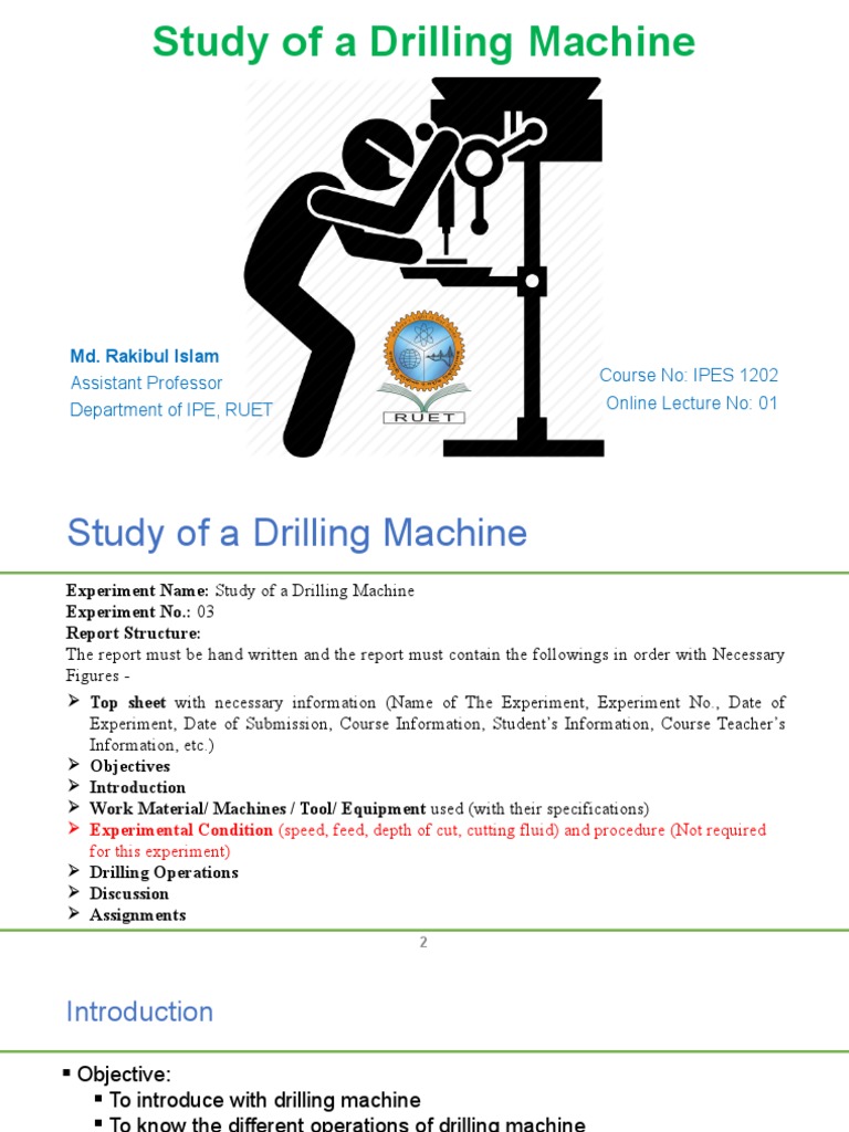 Study of Drilling Machine Operations | PDF | Drill | Drilling
