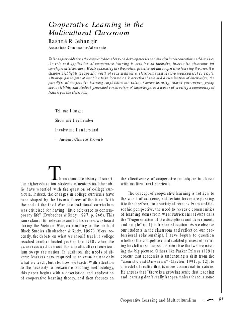 Cooperative Learning and Multiculturalism | PDF | Constructivism ...