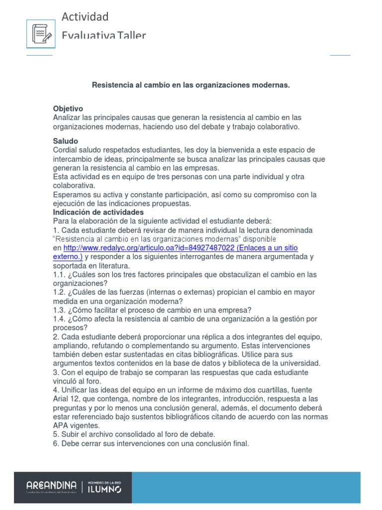 Causas de Resistencia al Cambio Organizacional | PDF | Gestión del ...