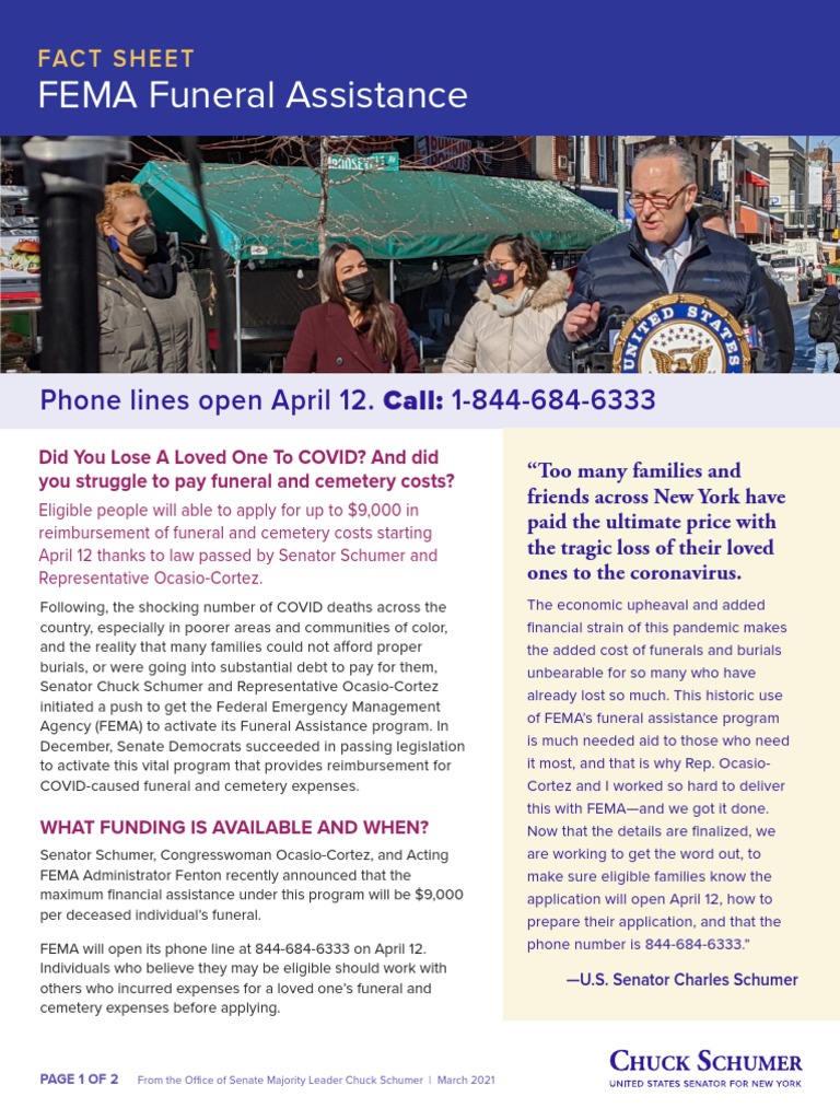 FEMA Funeral Fact Sheet PDF Funeral Chuck Schumer