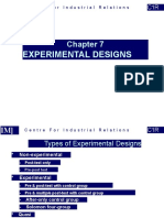 Experimental Designs: Centre For Industrial Relations